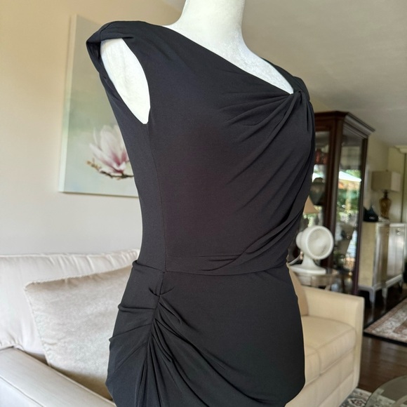 New York & Company Little Black Dress Asymmetrical Ruched Cocktail Party Dress - Picture 8 of 16